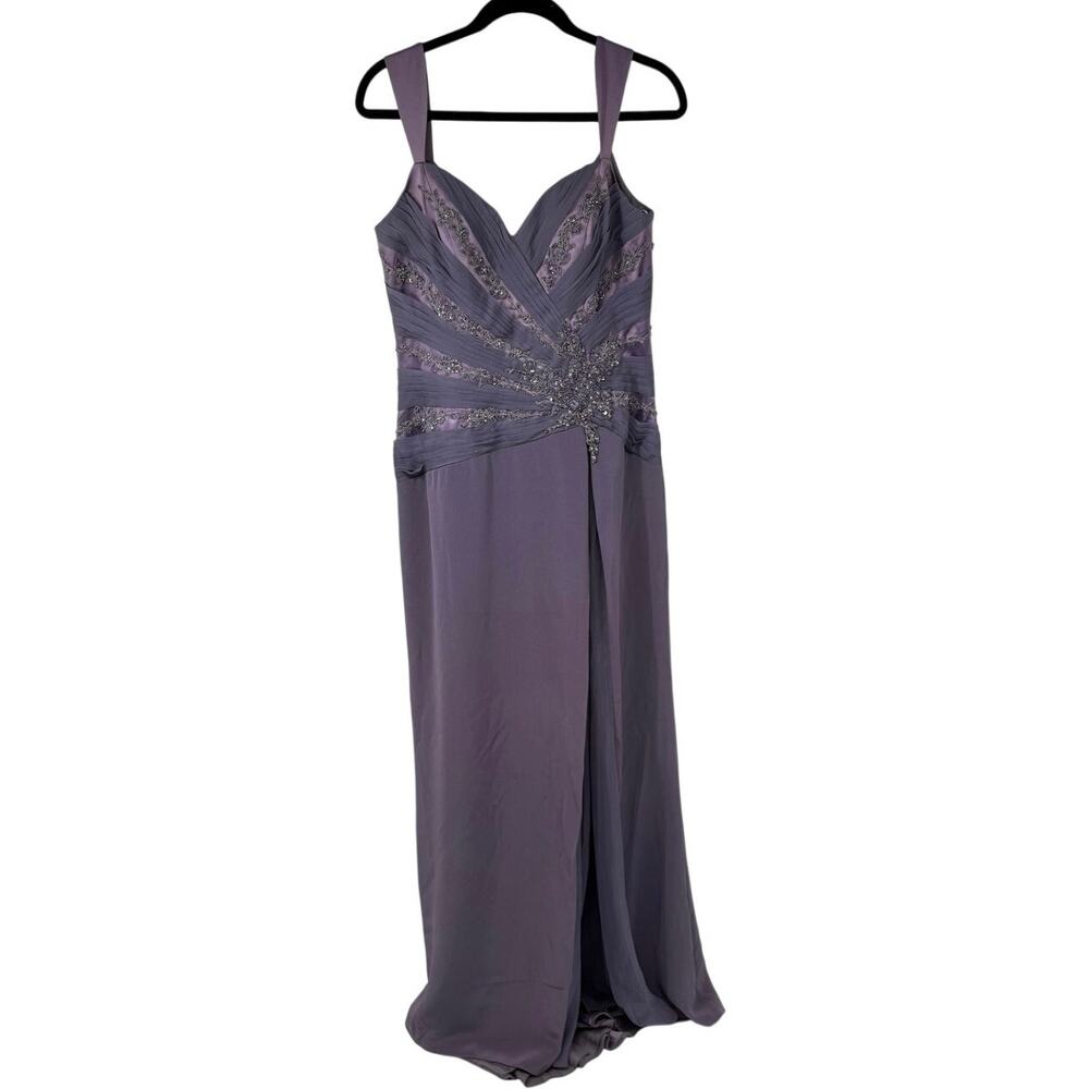 Rina di Montella Lavender Bridesmaid Formal Dress Beaded Pleated Detail Women 10